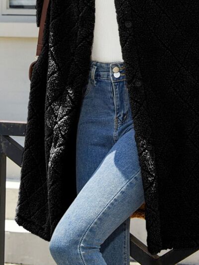 Texture Button Up Dropped Shoulder Coat - Charming Charlie