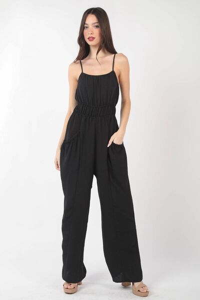 VERY J Pintuck Detail Woven Sleeveless Jumpsuit - Charming Charlie