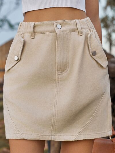 Pocketed Buttoned Mini Denim Skirt - Charming Charlie