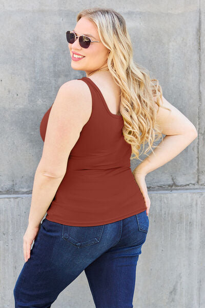 Basic Bae Full Size Square Neck Wide Strap Tank - Charming Charlie