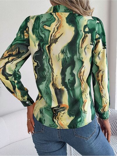 Printed Button Up Long Sleeve Shirt - Charming Charlie