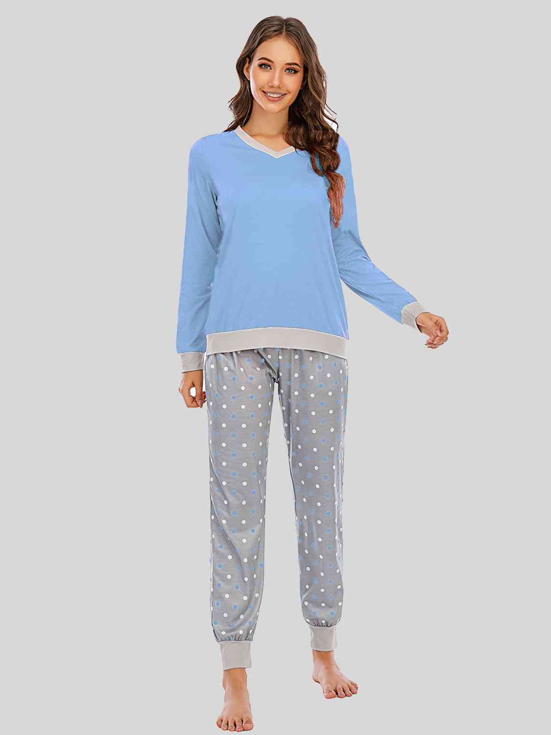 Long Sleeve Top and Polka Dot Pants Set - Charming Charlie