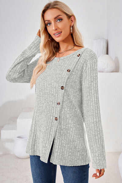 Round Neck Long Sleeve T-Shirt - Charming Charlie