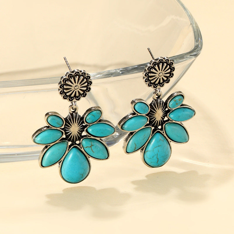 Artificial Turquoise Flower Earrings - Charming Charlie