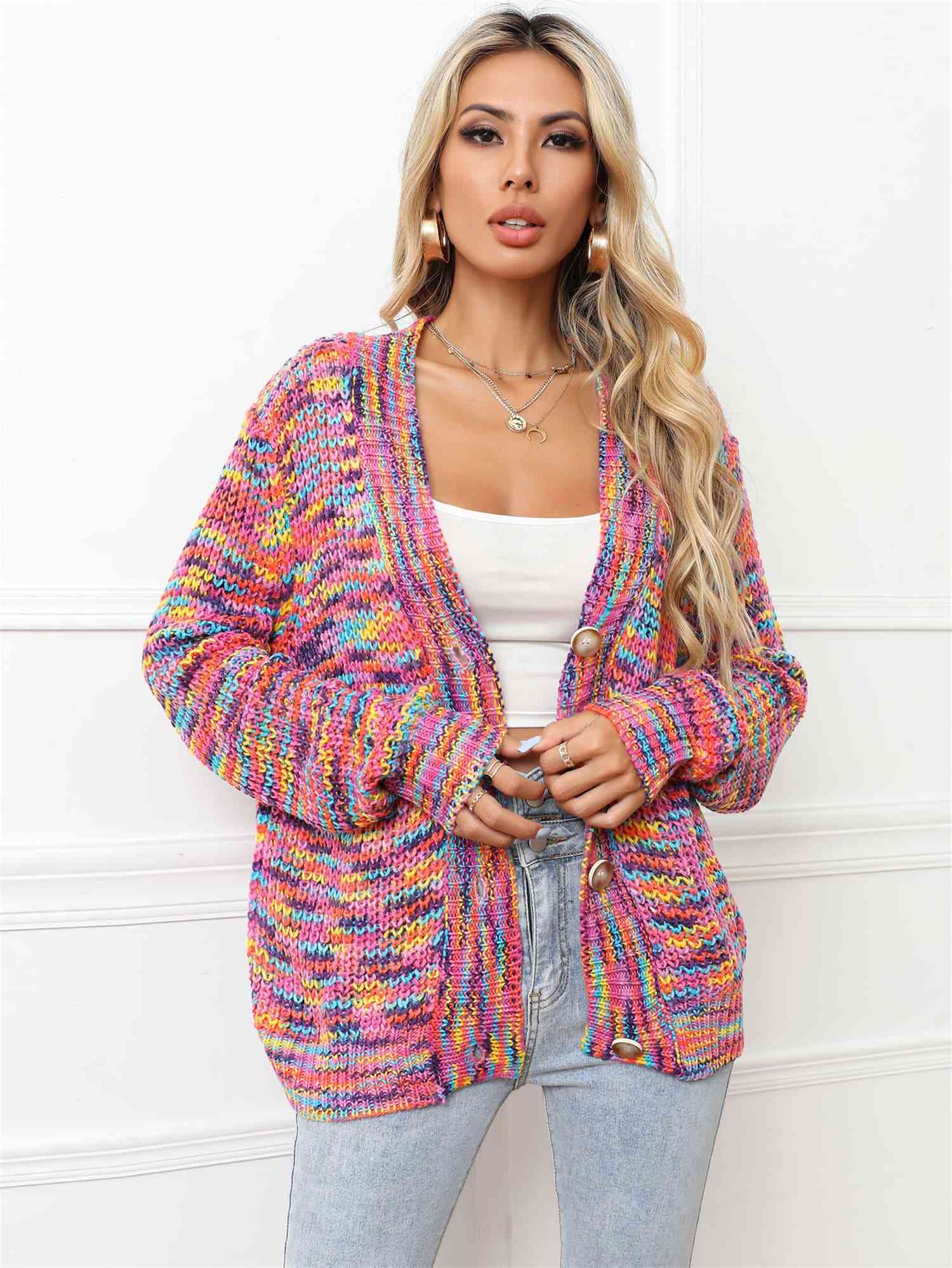 V-Neck Long Sleeve Cardigan - Charming Charlie