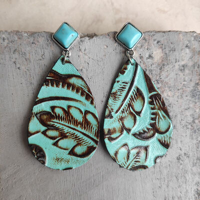 Artificial Turquoise Teardrop Earrings - Charming Charlie