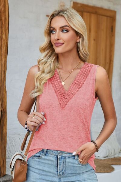 Lace Detail V-Neck Tank - Charming Charlie