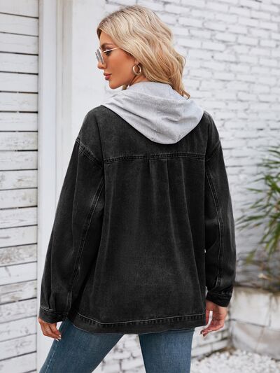 Pocketd Button Up Detachable Hooded Denim Jacket - Charming Charlie