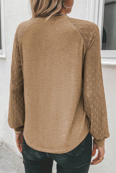Heathered Round Neck Long Sleeve T-Shirt - Charming Charlie