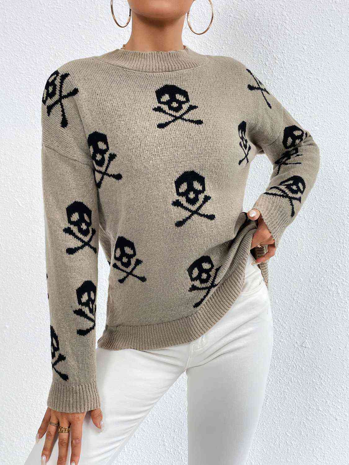 Patterned Drop Shoulder Sweater - Charming Charlie