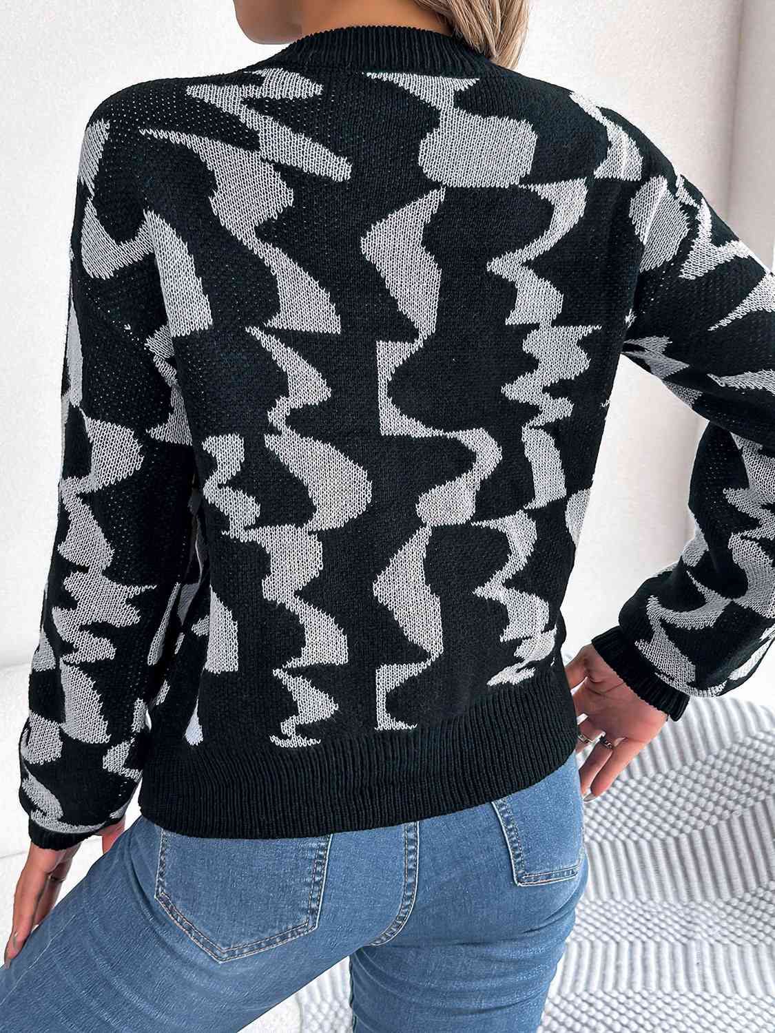 Round Neck Long Sleeve Sweater - Charming Charlie