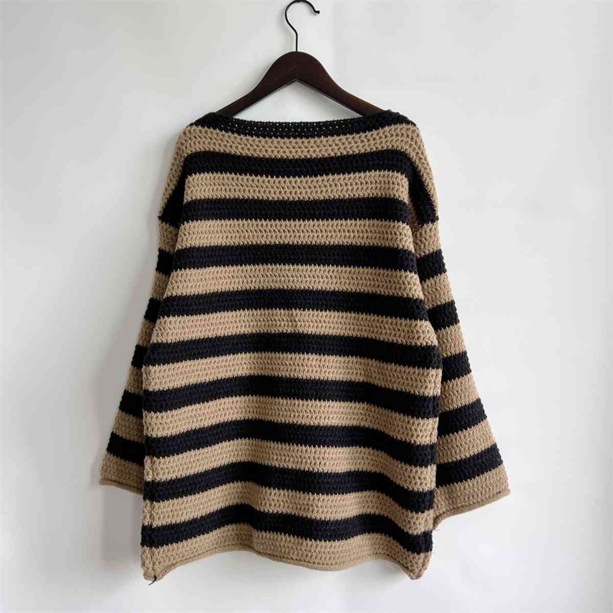 Striped Round Neck Long Sleeve Sweater - Charming Charlie