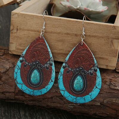 PU Leather Iron Hook Teardrop Earrings - Charming Charlie