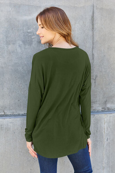 Basic Bae Full Size Round Neck Dropped Shoulder T-Shirt - Charming Charlie