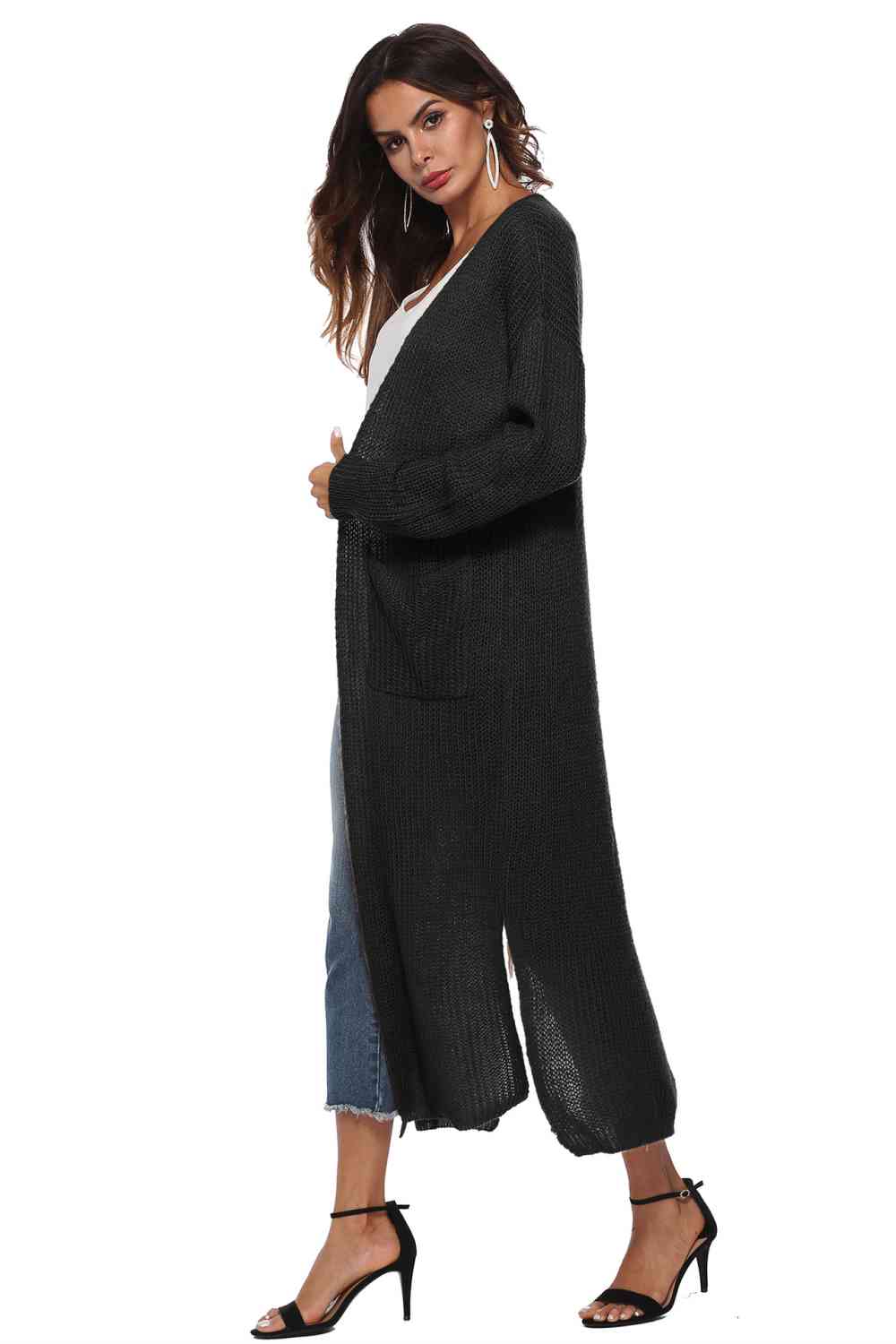Long Sleeve Open Front Buttoned Cardigan - Charming Charlie