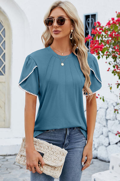 Round Neck Petal Sleeve T-Shirt - Charming Charlie