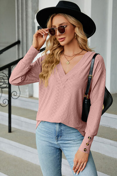 V-Neck Lantern Sleeve T-Shirt - Charming Charlie
