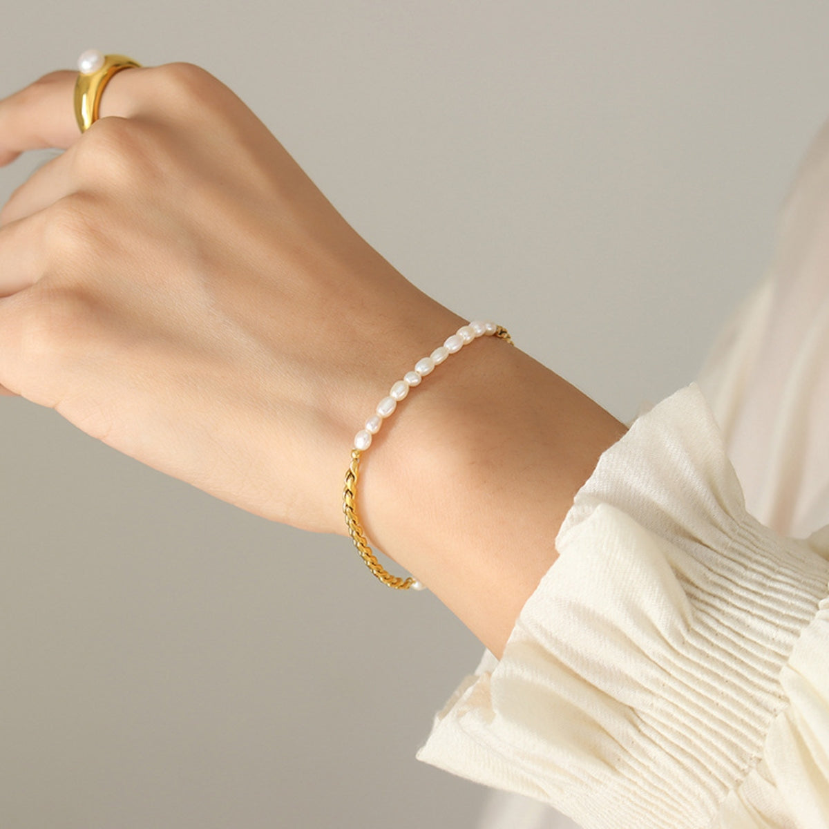 Freshwater Pearl Titanium Steel Bracelet - Charming Charlie