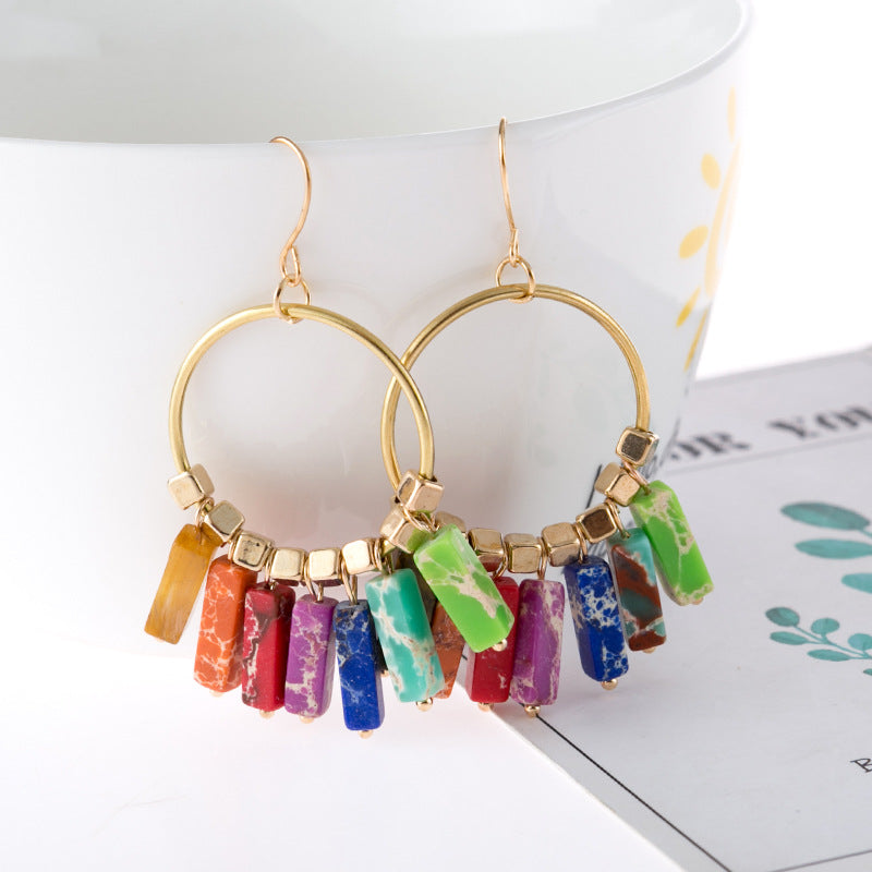 Multicolored Stone Dangle Earrings - Charming Charlie