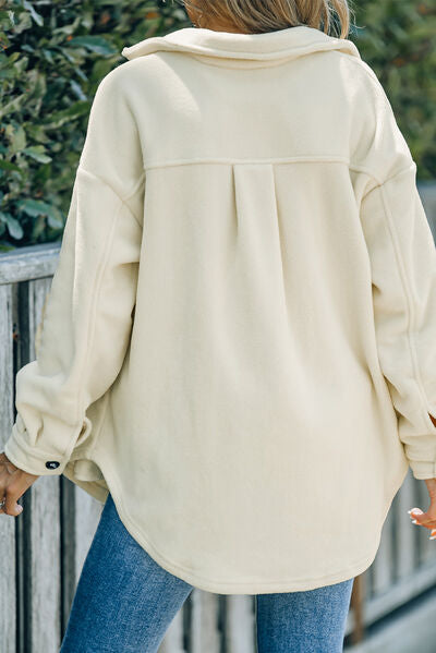 Button Up Collared Neck Long Sleeve Jacket - Charming Charlie