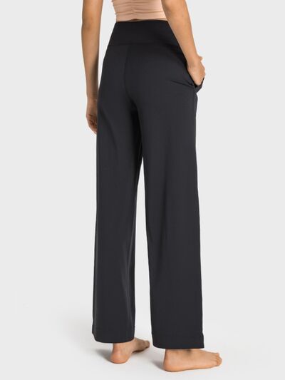Drawstring Waist Wide Leg Sports Pants with Pockets - Charming Charlie