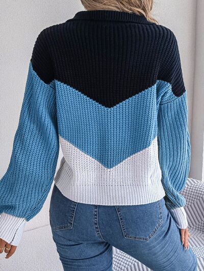 Color Block Dropped Shoulder Sweater - Charming Charlie