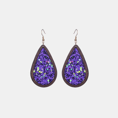 Sequin Wood Teardrop Earrings - Charming Charlie