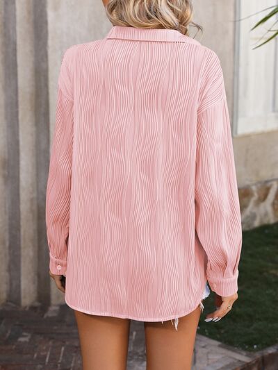 Button Up Dropped Shoulder Shirt - Charming Charlie