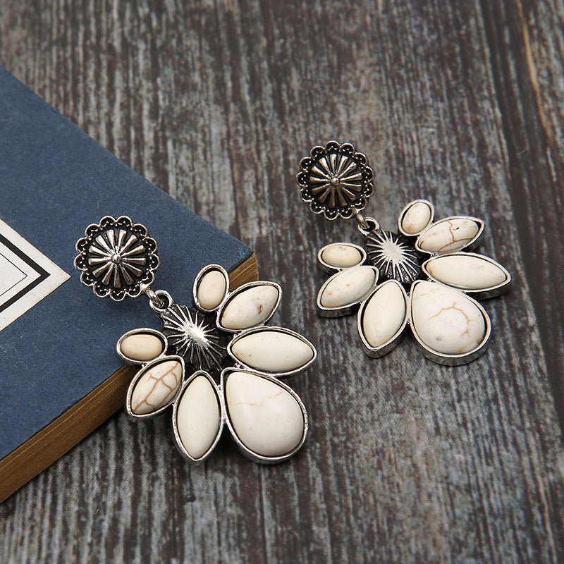 Artificial Turquoise Flower Earrings - Charming Charlie