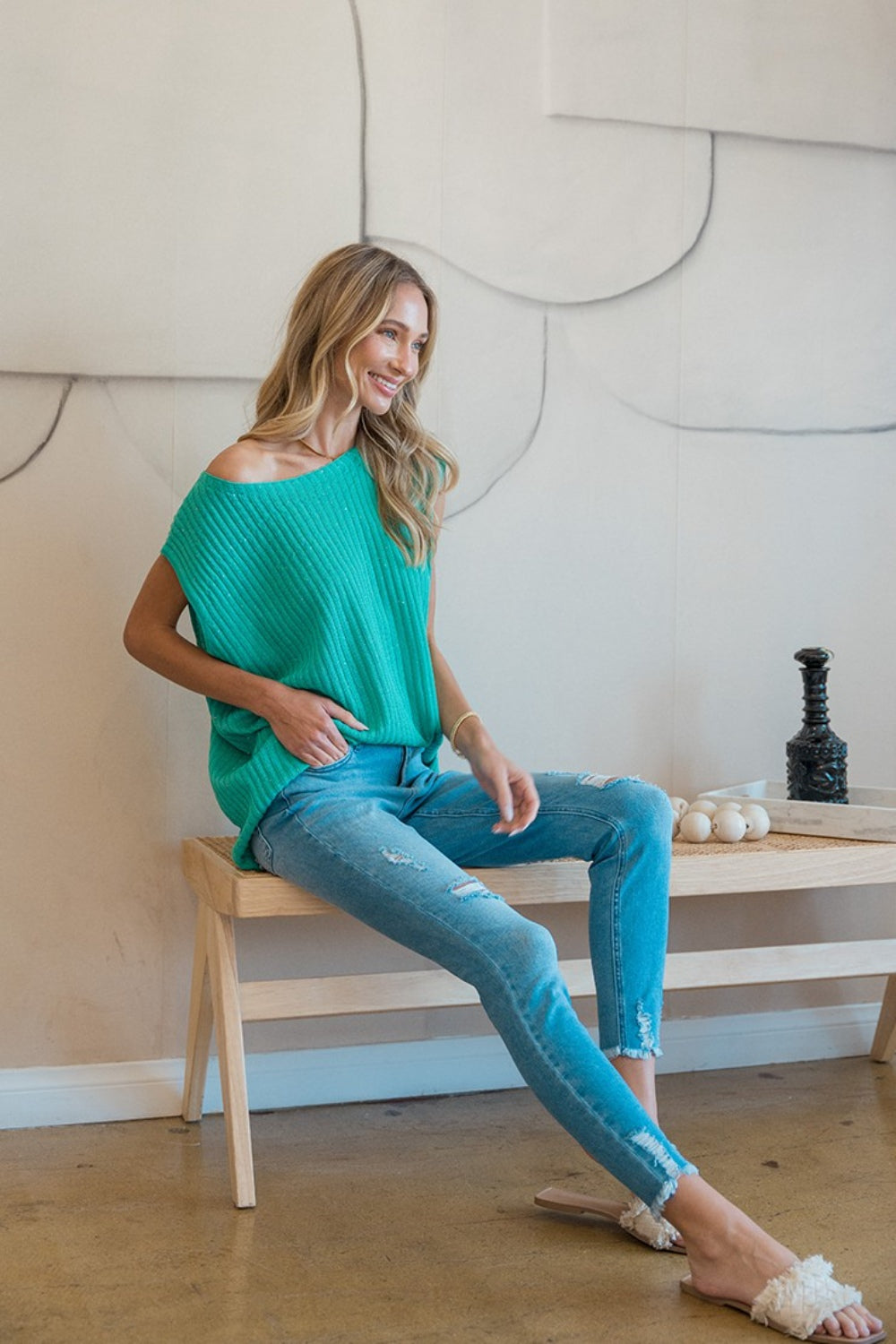 Sew In Love Ribbed Round Neck Sweater Vest - Charming Charlie