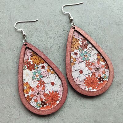 Floral Wood Teardrop Earrings - Charming Charlie