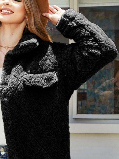 Texture Button Up Dropped Shoulder Coat - Charming Charlie