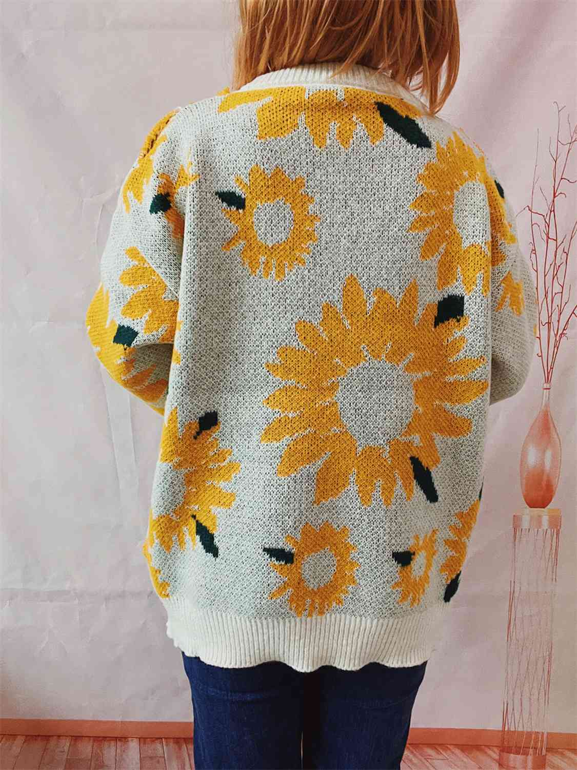 Sunflower Dropped Shoulder Long Sleeve Sweater - Charming Charlie