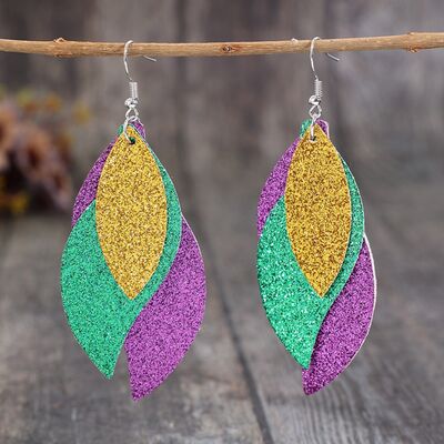 PU Leather Leaf Dangle Earrings - Charming Charlie