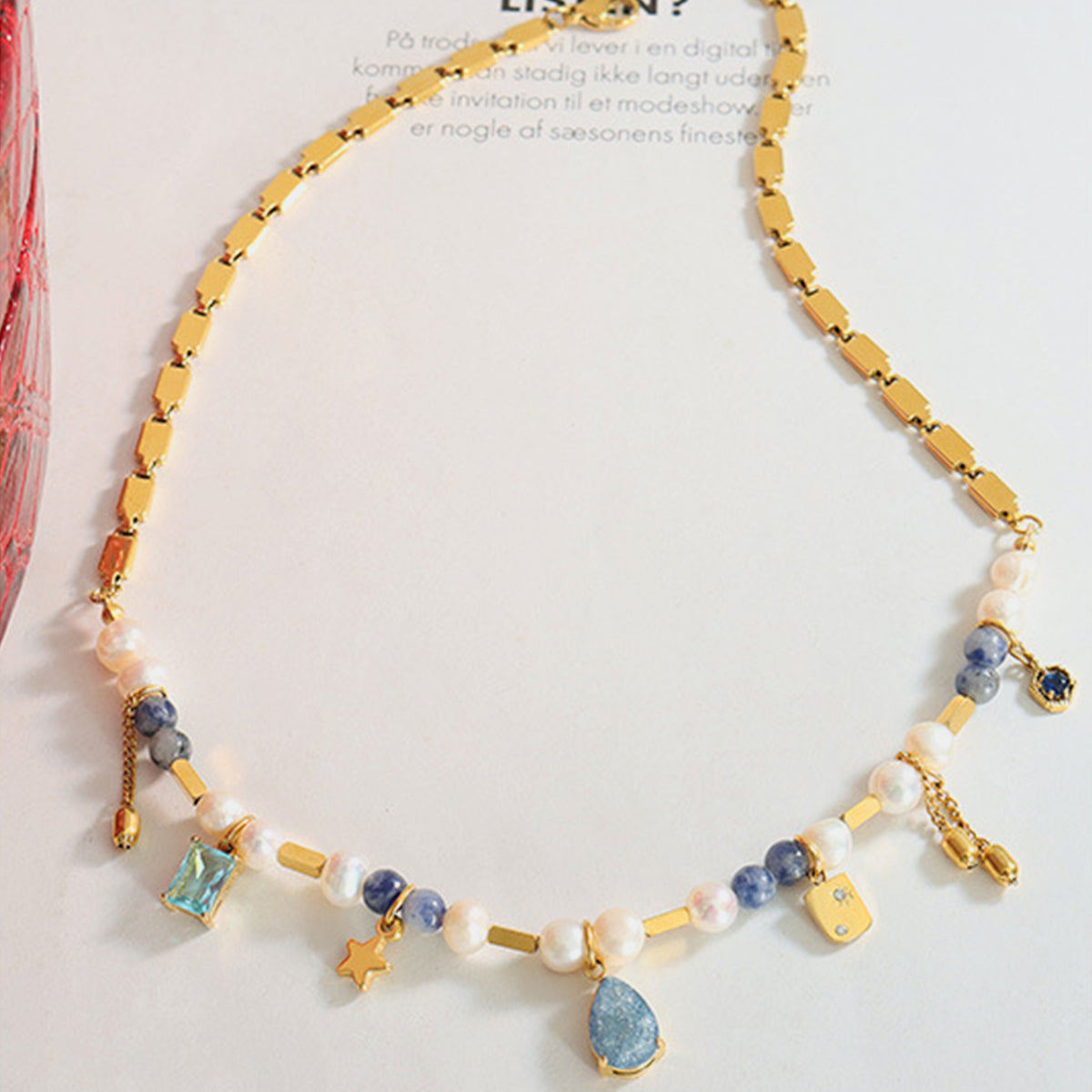 18K Gold-Plated Beaded Charm Necklace - Charming Charlie