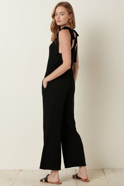 Mittoshop Rib Knit V-Neck Cross Back Jumpsuit - Charming Charlie