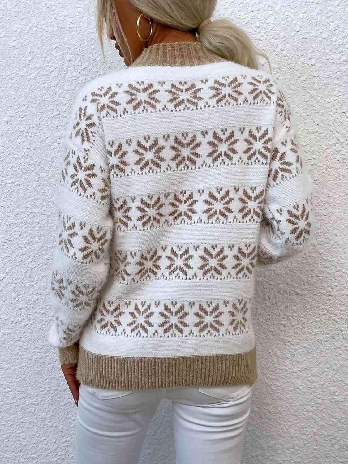 Snowflake Pattern Mock Neck Sweater - Charming Charlie