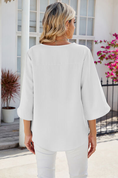 V-Neck Three-Quarter Sleeve Top - Charming Charlie