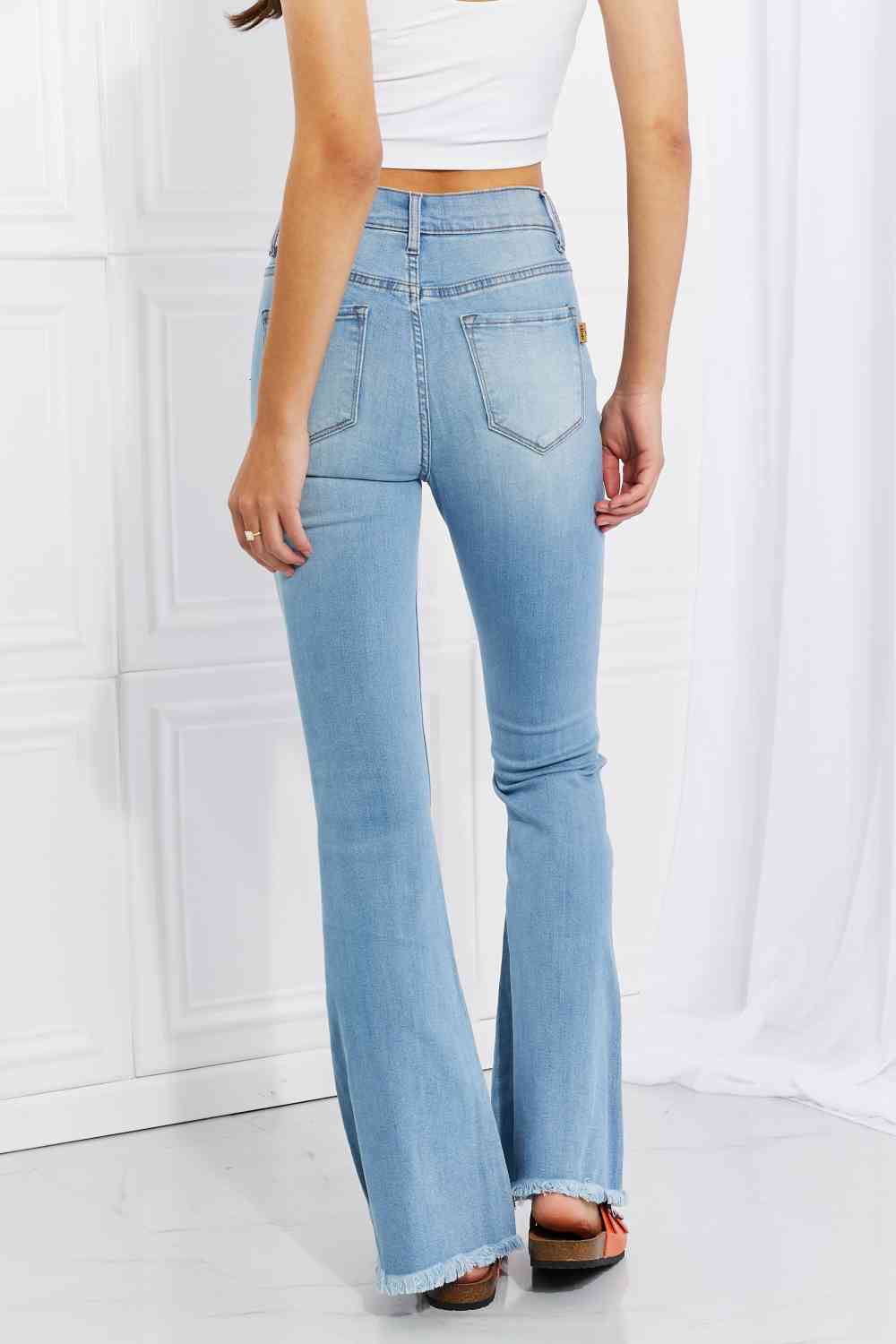 Vibrant MIU Full Size Jess Button Flare Jeans - Charming Charlie
