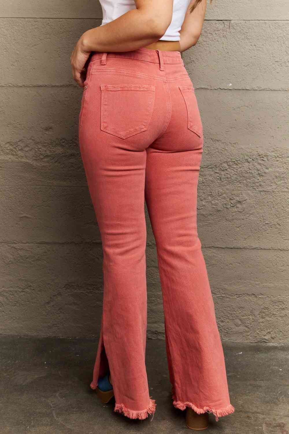 RISEN Bailey Full Size High Waist Side Slit Flare Jeans - Charming Charlie