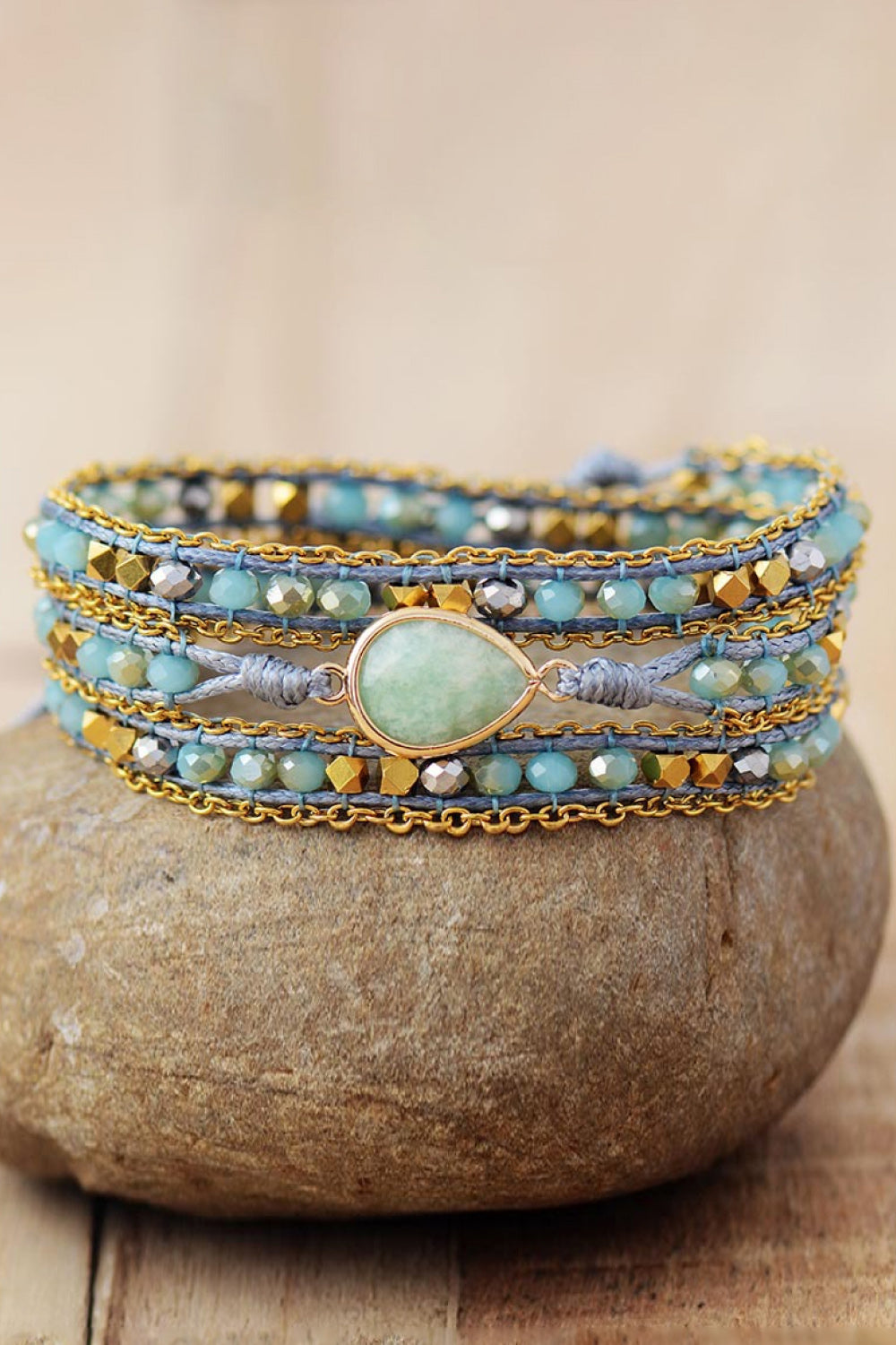 Handmade Teardrop Shape Triple Layer Beaded Bracelet - Charming Charlie