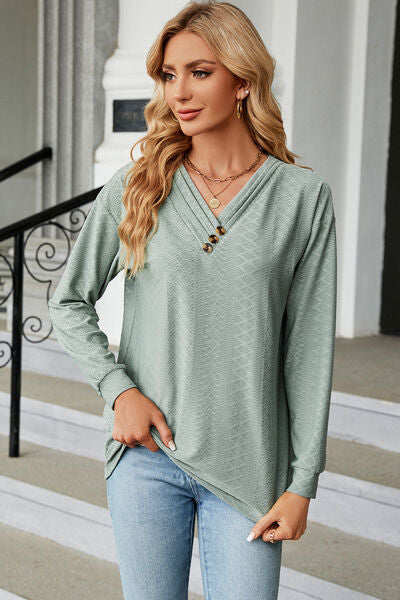 V-Neck Long Sleeve T-Shirt - Charming Charlie