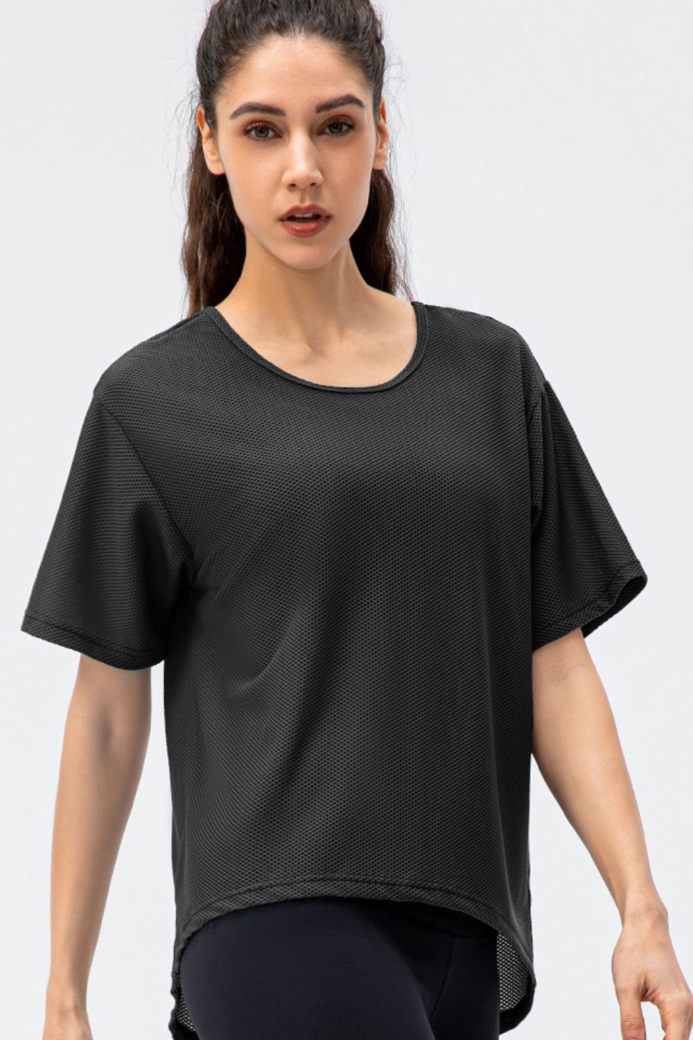 Round Neck Short Sleeve Active Tee - Charming Charlie