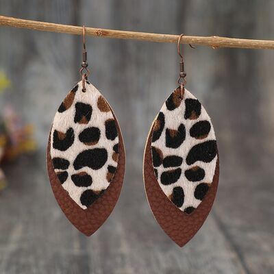 Leaf Shape Leather Dangle Earrings - Charming Charlie