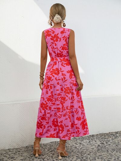 Tied Printed Surplice Tiered Dress - Charming Charlie