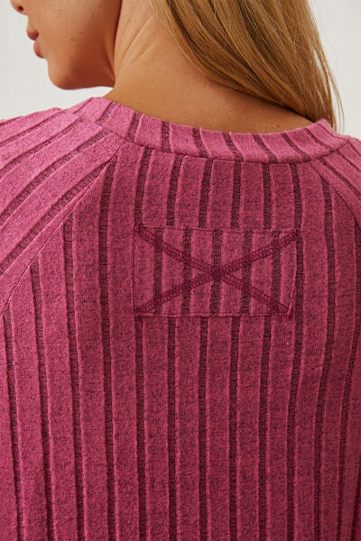 Basic Bae Full Size Ribbed Thumbhole Sleeve T-Shirt - Charming Charlie