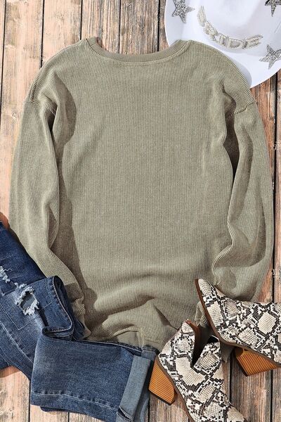 Sequin Round Neck Dropped Shoulder Sweatshirt - Charming Charlie