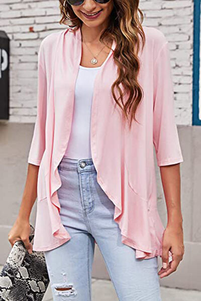 Open Front Three-Quarter Sleeve Cardigan - Charming Charlie