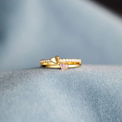 18K Gold-Plated 925 Sterling Silver Double-Layered Ring - Charming Charlie