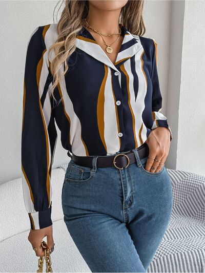 Printed Button Up Long Sleeve Shirt - Charming Charlie